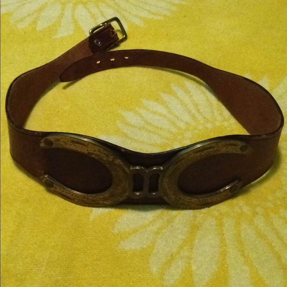 Vintage leather horse shoe belt from the 1950s